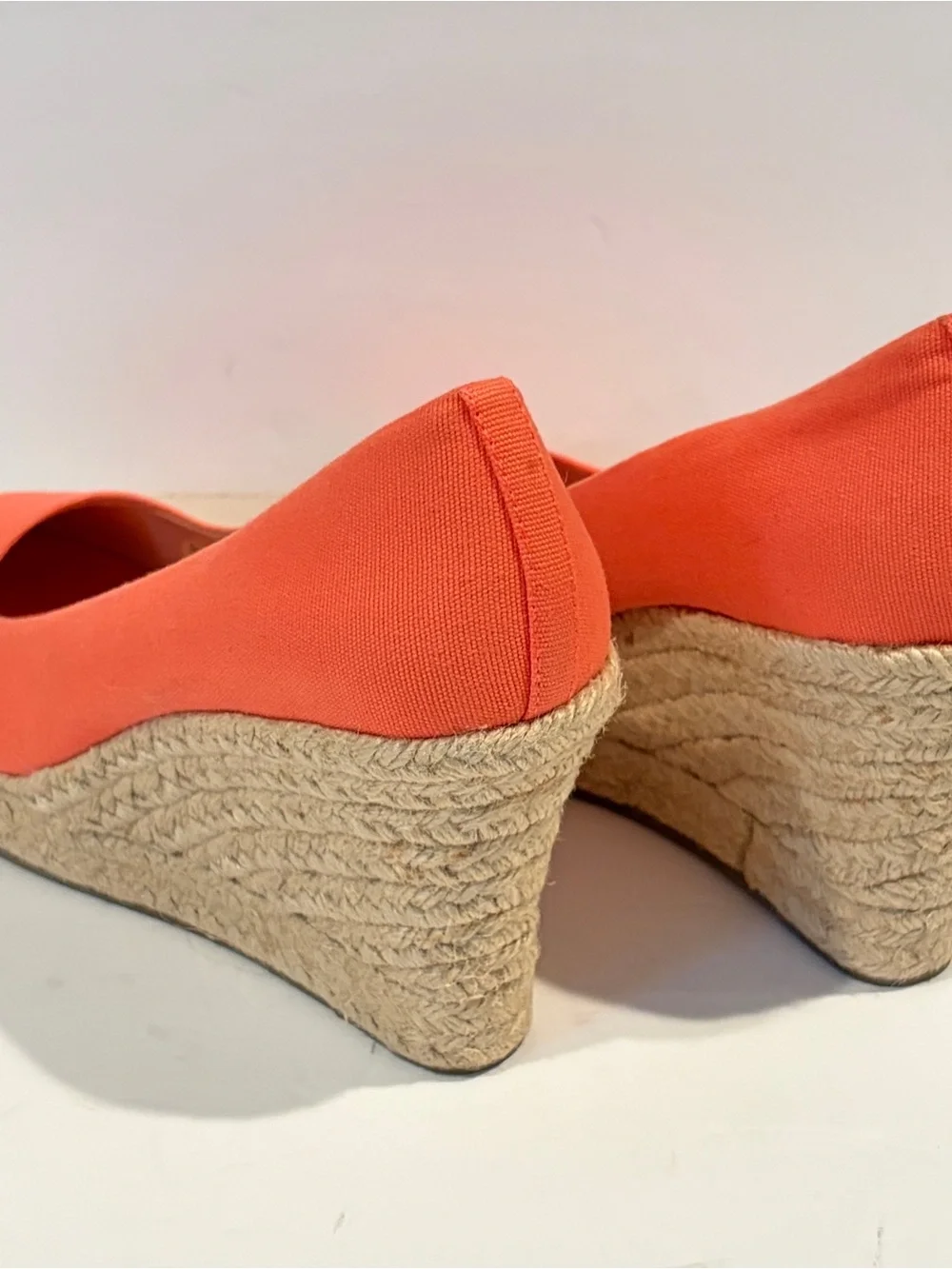 J Crew Seville Canvas Espadrille Wedges Neon Rose Coral Pink Jute Heels 9 Resort